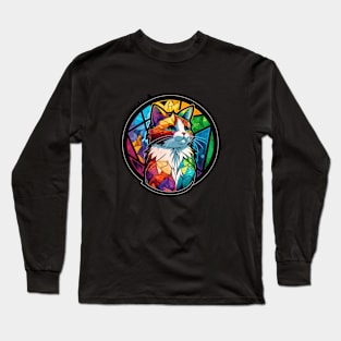 Cat Animal Portrait Stained Glass Wildlife Pet Adventure Long Sleeve T-Shirt